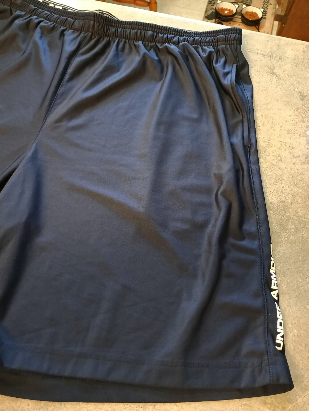 NWOT Men's Under Armour Under Navy Elastic Waist Pull String Athletic Short (3XL - Picture 4 of 6